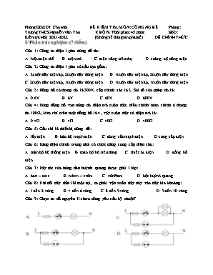 Đề kiểm tra học kì 1 môn Công nghệ Lớp 9 - Năm học 2021-2022